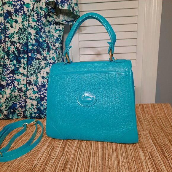 Dooney & Bourke Blue Carpet Bag Hand Painted Turquoise Crossbody Bag Vintage - Picture 2 of 16